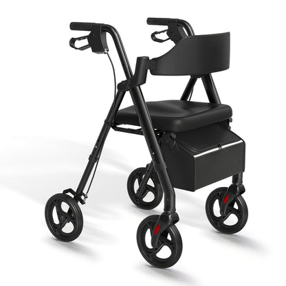 Rollator – Wandelwagen – Looprek – Mobiliteitshulp – Hulpmiddel – Opvouwbaar – Lichtgewicht Aluminium – Grote 20,3 cm Wielen