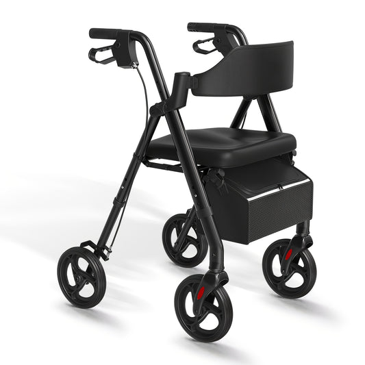 Rollator – Wandelwagen – Looprek – Mobiliteitshulp – Hulpmiddel – Opvouwbaar – Lichtgewicht Aluminium – Grote 20,3 cm Wielen