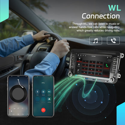 Podofo Android 15 Car Stereo for VW Golf 5/6, Passat, Jetta, Tiguan,, Caddy & More - 8-Core 6GB+128GB, 7-inch/9-inch HD IPS Touchscreen, CarPlay/Android Auto, GPS Navigation, Steering Wheel Control, Plug & Play (No Cables), A
