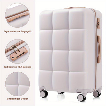 5pcs travel luggage set: suitcase M, L, XL, travel bag, cosmetic bag, TSA lock, 360° wheels, height-adjustable telescopic handle, lightweight & durable, light grey, Vacation Packing, Business Travel, Stylish Travel Gear, Fun