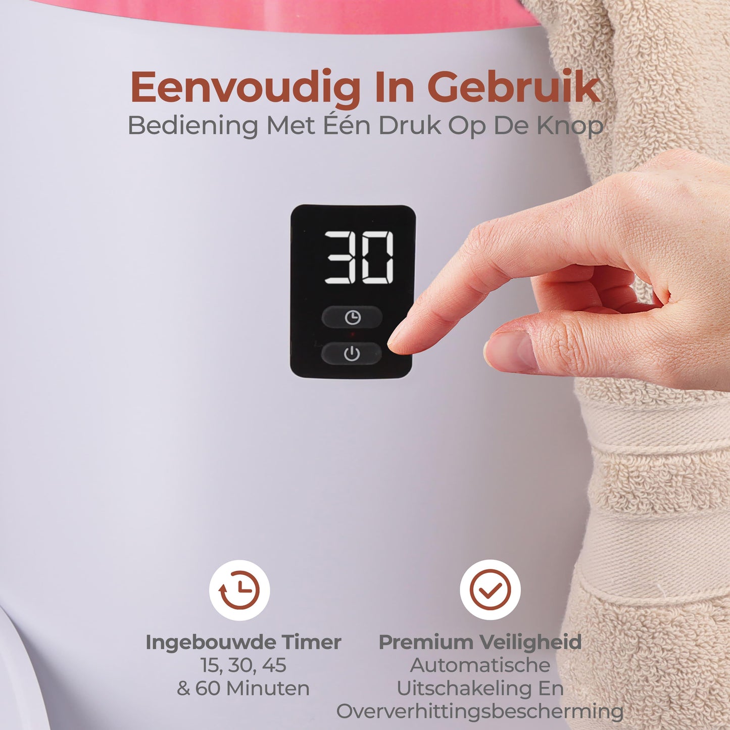 Handdoekenwarmer – Elektrische Handdoekenverwarmer – Handdoekdroger – Handdoekradiator – Warme Handdoeken – Roze Kleur – Timer Met Geurfunctie – Automatische Uitschakeling