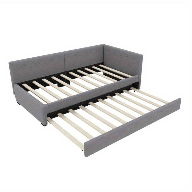 Daybed – Slaapbank – Uittrekbed – Logeerbed – Eenpersoonsbed – Minimalistisch Design – Uittrekbaar Bed 90x200 cm – Stevig Kunststof Frame Grijs