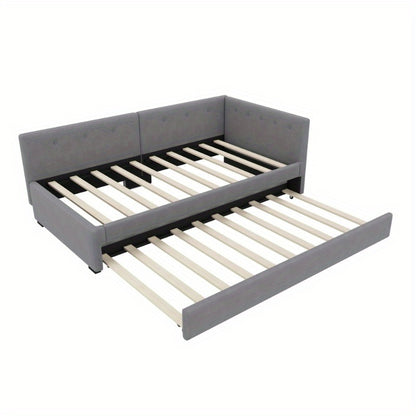 Daybed – Slaapbank – Uittrekbed – Logeerbed – Eenpersoonsbed – Minimalistisch Design – Uittrekbaar Bed 90x200 cm – Stevig Kunststof Frame Grijs
