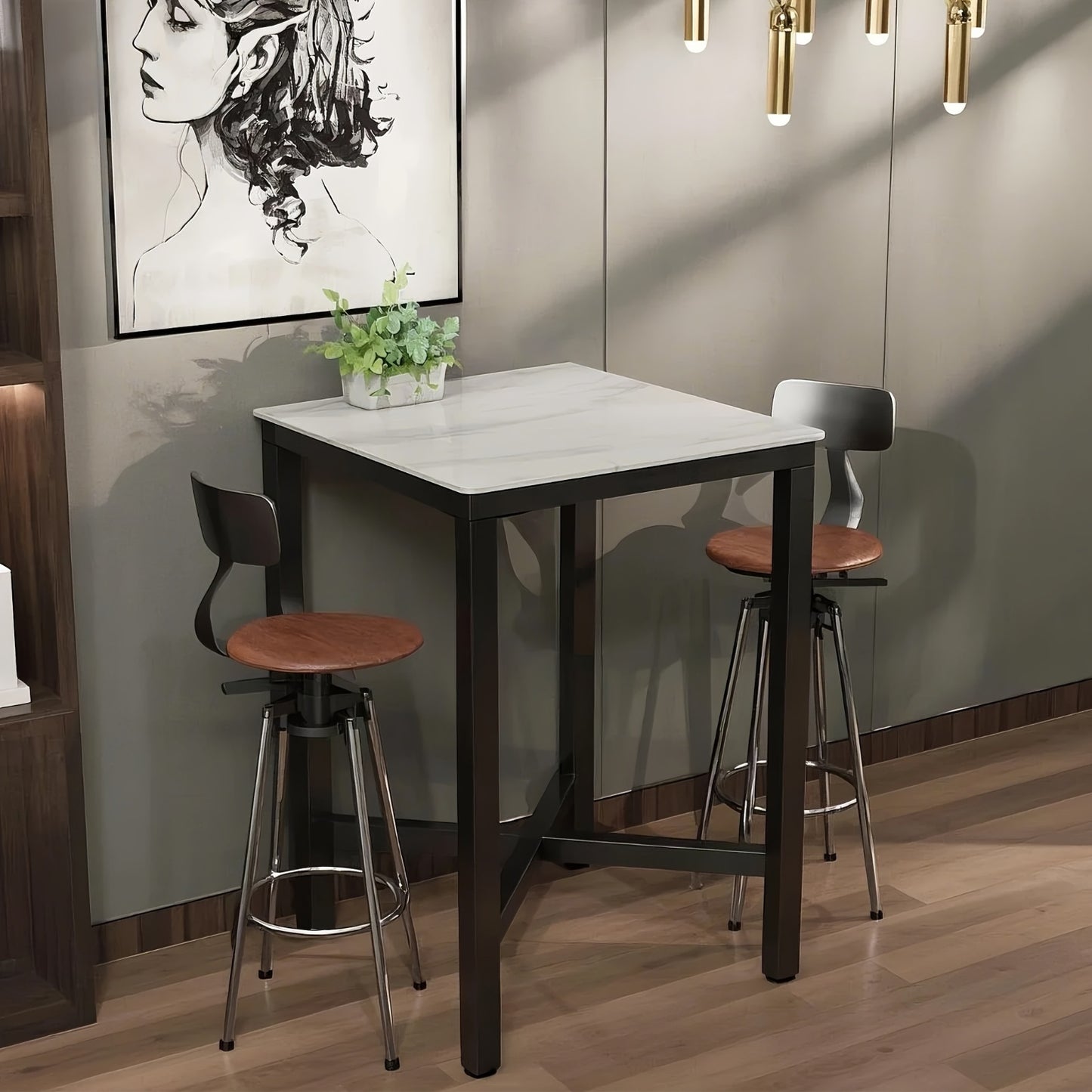 Eettafel – Tafel – Bartafel – Keukentafel – Bistrotafel – Krasbestendig Glanzend Blad – Stevig Metalen Kruisvoet