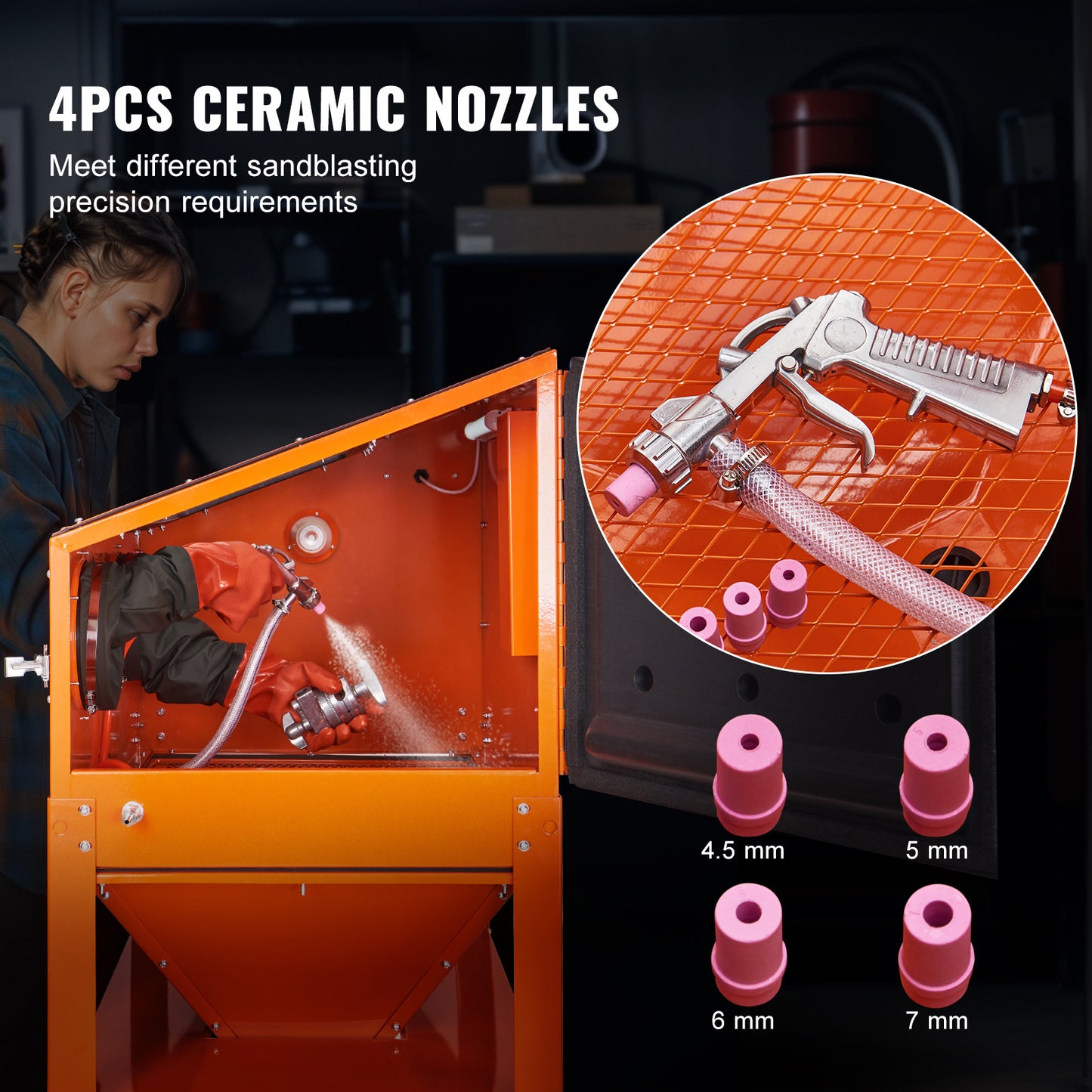 Zandstraalkast – Straalkast – Zandstraalinstallatie – Stralen Cabinet – 60 Gallon Capaciteit – Duurzaam Koudgewalst Staal – LED Verlichting & 4 Keramische Nozzles