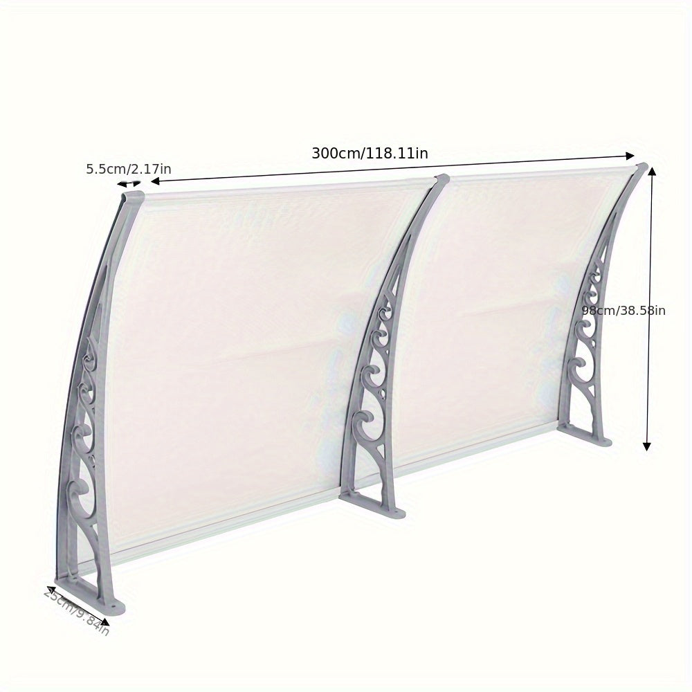 Raamluifel – Zonwering – Raamzonwering – Luifel – Raamkap – 300x100 cm – Onbreekbare Polyester Plaat – Lichtgewicht PP-frame