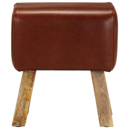 Gymnastics bench 38cm real leather and solid mango wood brown