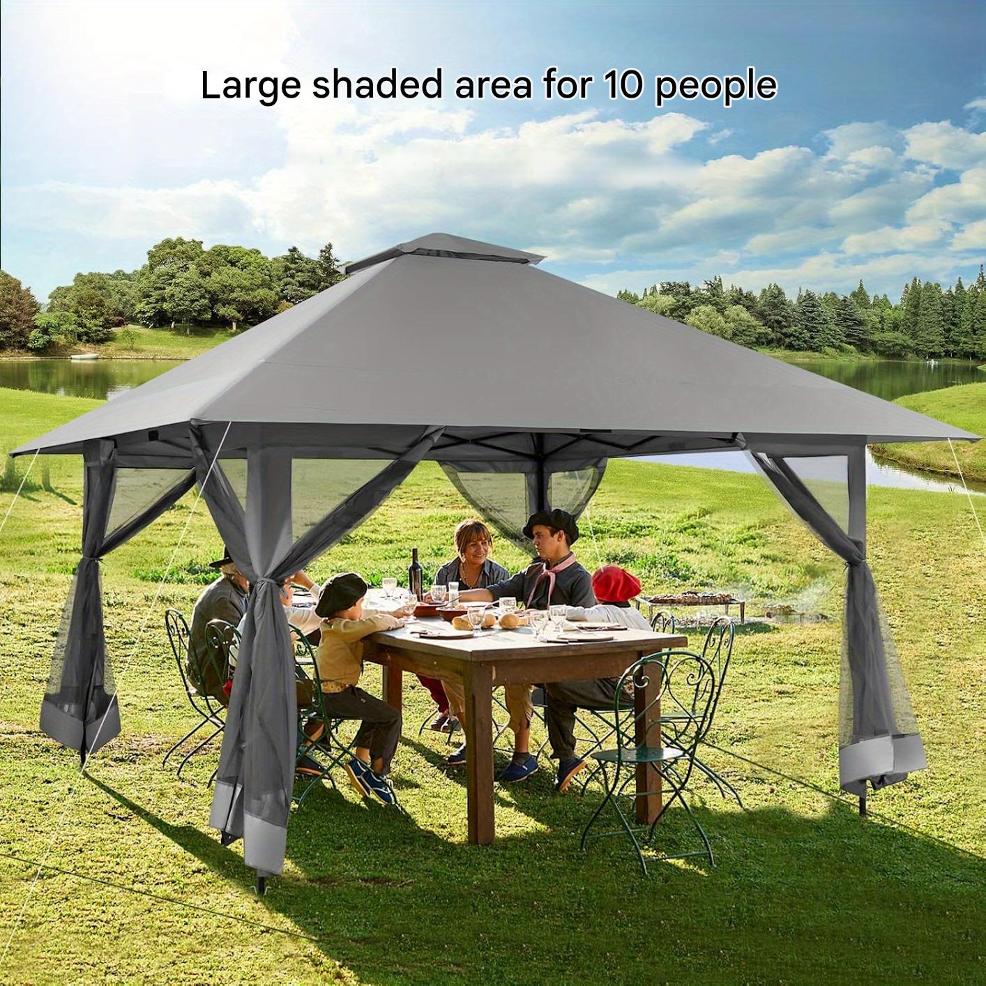 Instant Pop-Up Tent – Partytent – Tuinkamer – Terrastent – Zonnescherm – Donkergrijs – Verstelbare Hoogte – Inklapbare Wieltas