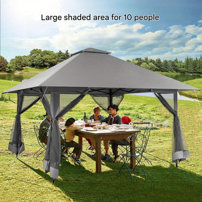 Instant Pop-Up Tent – Partytent – Tuinkamer – Terrastent – Zonnescherm – Donkergrijs – Verstelbare Hoogte – Inklapbare Wieltas
