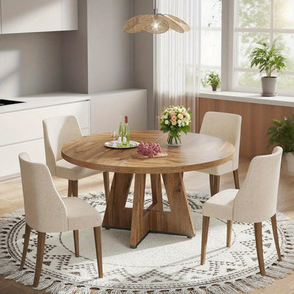 Ronde Eettafel – Ronde Tafel – Eettafel Rond – Keukentafel – Werktafel – Hardhout – 120 x 75 cm – Rustiek Landelijk Design