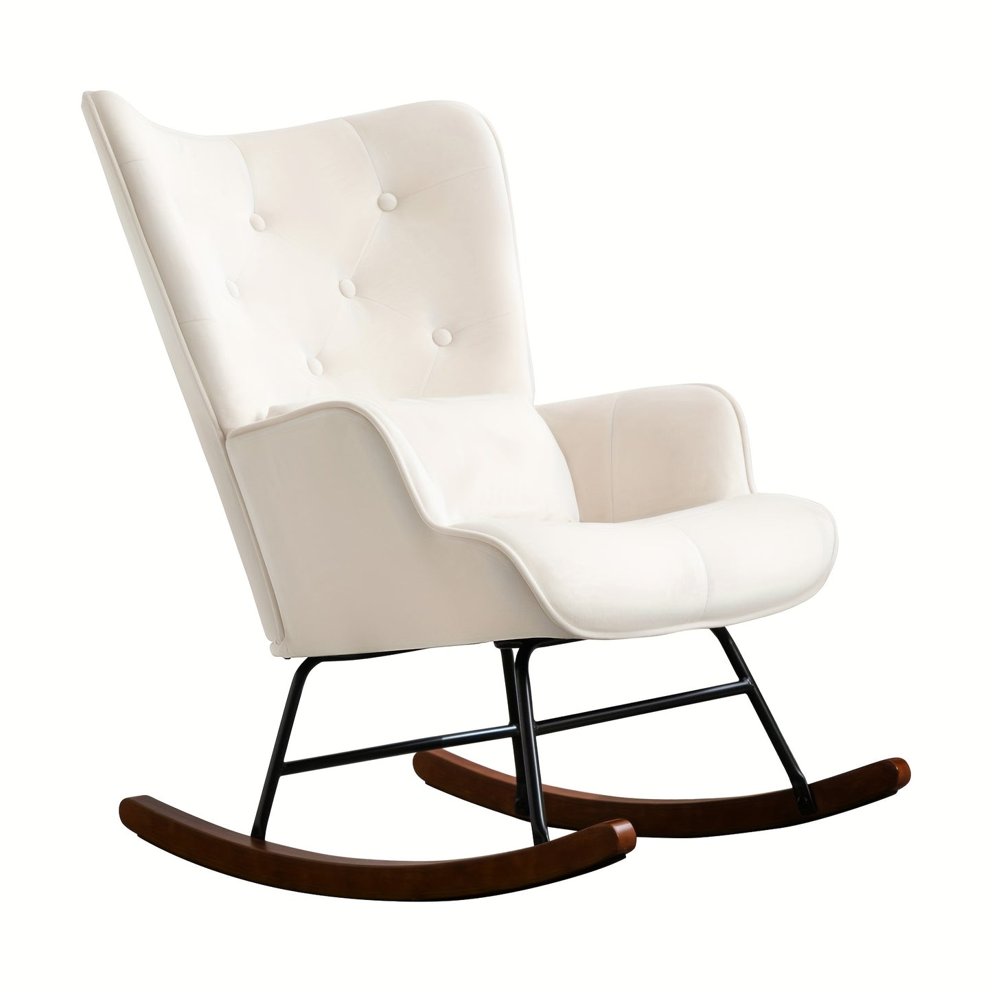 Schommelstoel – Relaxstoel – Woonkamerstoel – Nordic Stoel – Wit – Ergonomisch Ontwerp Met Hoge Rugleuning – Stil En Soepel Schommelmechanisme