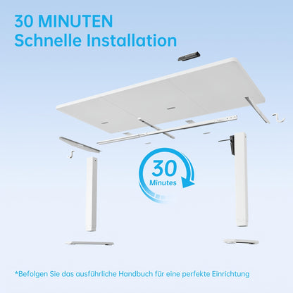 Adjustable Height Desk | Stable, Ergonomic Sit-and-Stand Desk with Manual Control, 120 x 60 cm, White, Freestanding, Plastic and Metal Construction, Contemporary Style - Litake