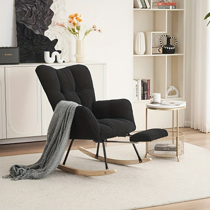 Schommelstoel – Relaxstoel – Fauteuil – Loungestoel – Zwarte Schommelstoel – Bamboe A-Frame – Duurzaam & Makkelijk Schoon Te Maken