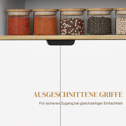 Serveerwagen – Keukentrolley – Keukenwagen – Serveerkar – Roltafel – Verstelbare Planken – 80x40x82 cm – Naturel Hout & Wit