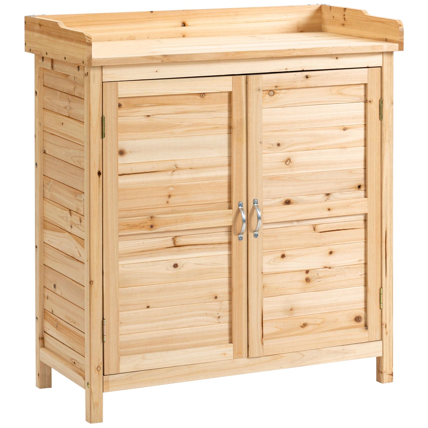 Tuinkast – Tuinopslag – Gereedschapskast – Buitenberging – Opslagkast – Massief Vurenhout – Dubbele Deur Met Plank 83x40x92 cm