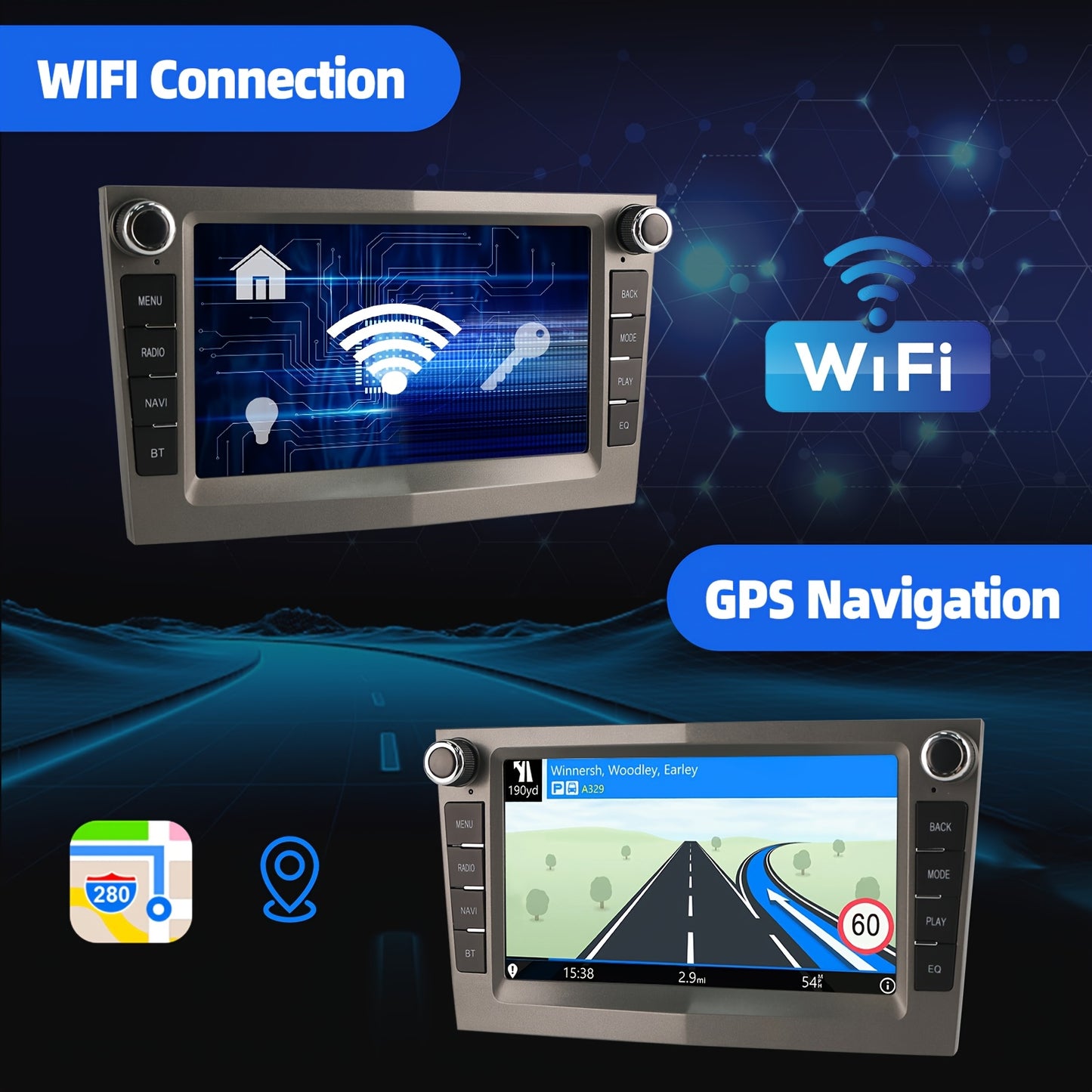 Autoradio – 2DIN Radio – Auto Stereo – Multimedia Speler – Touchscreen – 17,78 cm – Android 14 – Draadloos CarPlay & Android Auto