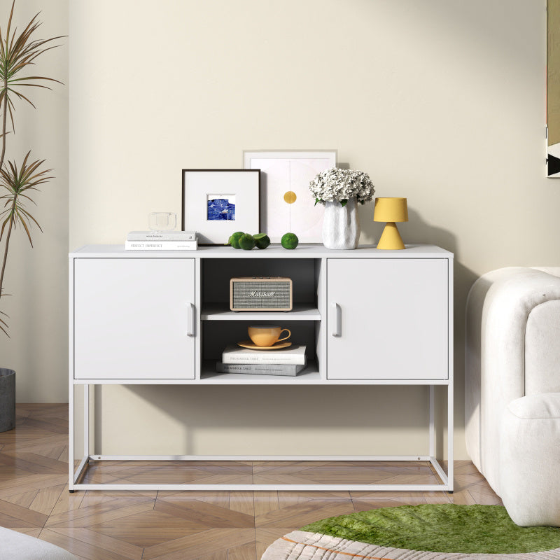 Dressoir – Sideboard – Buffetkast – Opbergkast – Kast – Metalen Constructie – 75x120x40 cm – Wit