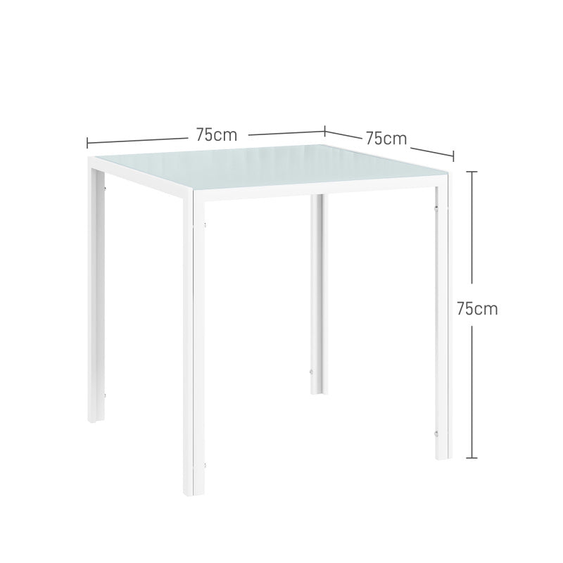 Eettafel – Keukentafel – Tafel – Dinertafel – Vierkante tafel – Compact 75x75x75 cm – Hoogwaardig gehard glas – Stevig metalen frame