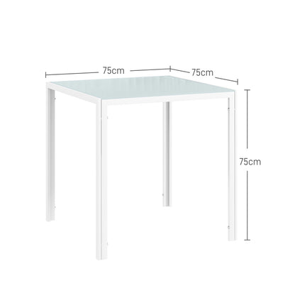 Eettafel – Keukentafel – Tafel – Dinertafel – Vierkante tafel – Compact 75x75x75 cm – Hoogwaardig gehard glas – Stevig metalen frame