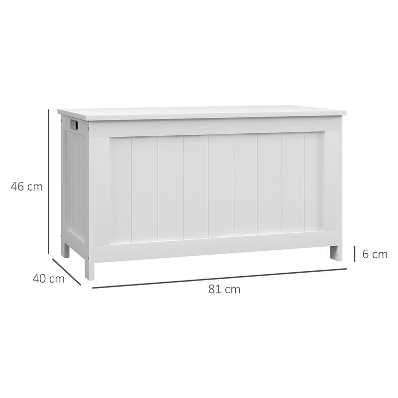 Large White MDF Storage Chest with Flip-Top Lid & 2 Sturdy Handles - 81x40x46cm Multi-Purpose Toy Box, Organizer for, Clothes, Blankets - Durable Rectangular Furniture for Bedroom, Playroom, Home Organization - Modern Design
