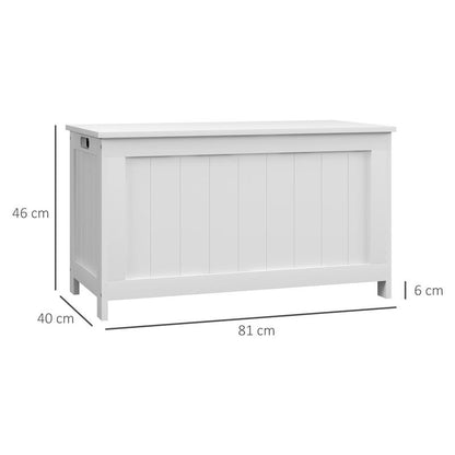 Large White MDF Storage Chest with Flip-Top Lid & 2 Sturdy Handles - 81x40x46cm Multi-Purpose Toy Box, Organizer for, Clothes, Blankets - Durable Rectangular Furniture for Bedroom, Playroom, Home Organization - Modern Design