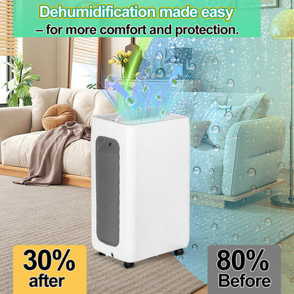 Dehumidifier LED Display Moisture 40dB Portable De-Humidifier Humidistat Quiet Air 20-25m² Drainage Damp 4 Mode Condensation Display Drying Purifier Timer Home