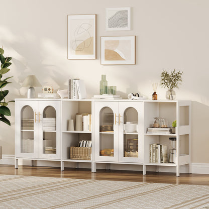 Moderne Sideboard Kast – Opbergkast – Buffetkast – Dressoir – Accentkast – Wit – Hardhout en Metaal – Compact & Stevig