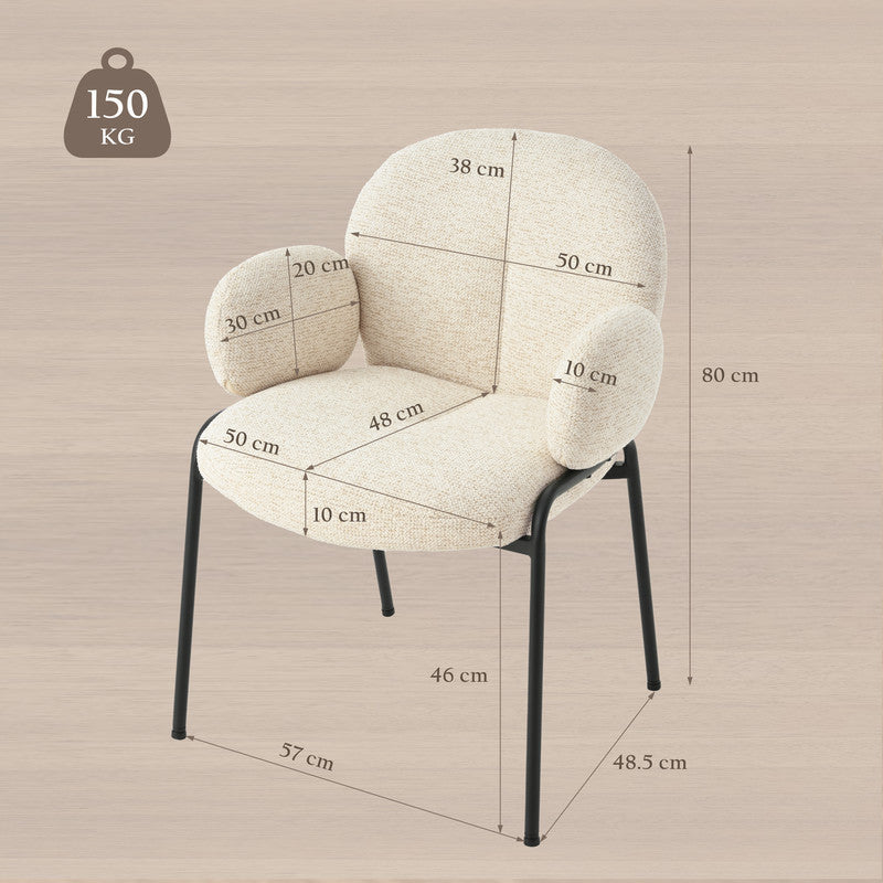 Set van 4 Stijlvolle Scandinavische Eetkamerstoelen – Gebogen Accentstoelen met Verstelbare Poten – Gestoffeerd, Grijs, Voor Eetkamer of Woonkamer
