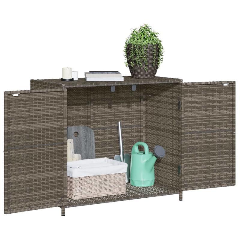 Tuinkast – Berging – Opbergkast – Buitenopslag – Kussenbox – Grijs Poly Rattan – 83x45x76 cm – Weerbestendig & Ruim
