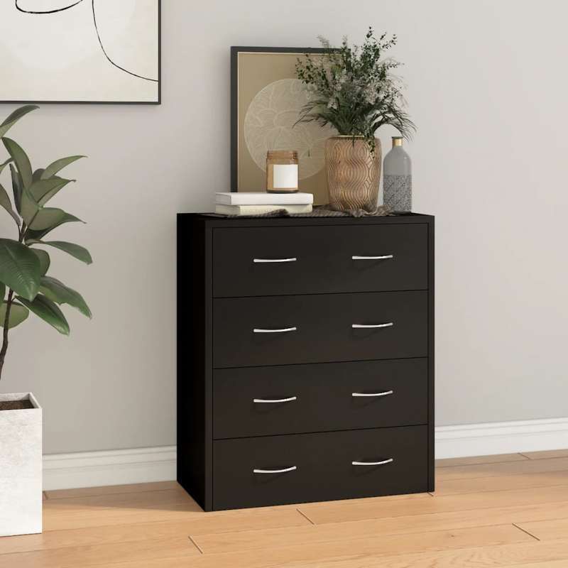 Dressoir – Kast – Ladekast – Opbergmeubel – Sideboard – Zwart – Compact Formaat 60x30,5x71 cm – Duurzaam Hout en Kunststof