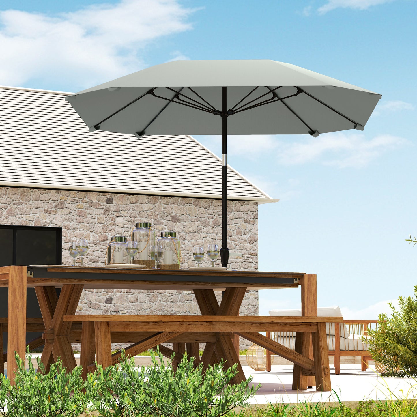 Parasol – Zonnescherm – Terrasparasol – Buitenparasol – Verstelbare Parasol – 2,3 Meter Diameter – Aluminium Frame Met Fiberglas