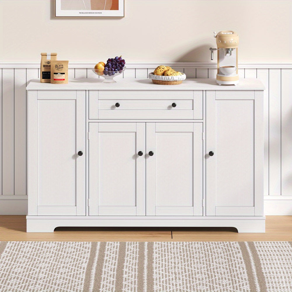 Sideboards, sideboards, multifunctional kitchen buffets - 138cm sideboard with drawers, shelf doors and adjustable shelves - Contemporary design with anti-tilt protection, ideal for kitchen, living room and bedroom