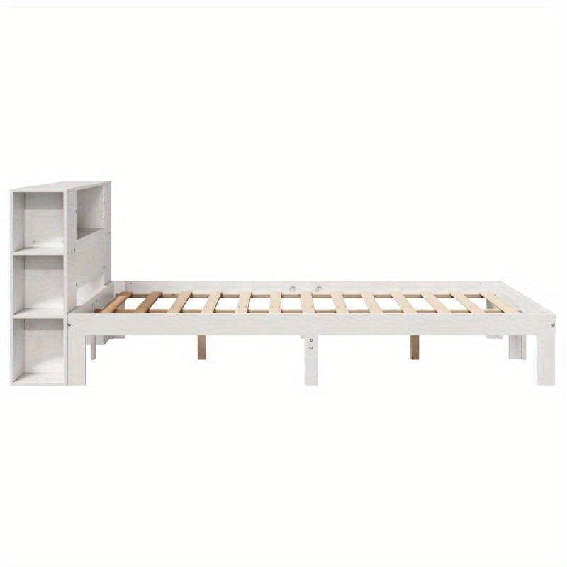 Bedframe – Boekenkastbed – Eenpersoonsbed – Slaapbed – Kinderbed – Wit – Massief Dennenhouten Frame – 120x200 cm – Ruimtebesparend – Eenvoudige Montage