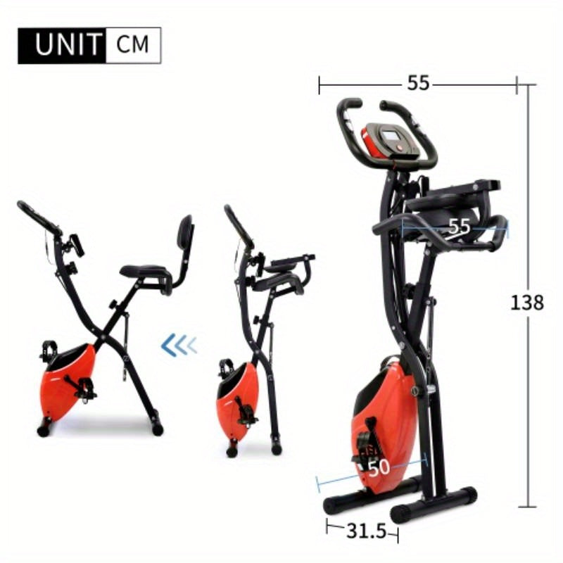 Inklapbare Hometrainer – Magnetische Weerstand – Compacte Fitnessfiets – Ruimtebesparend – Stille Training – Trainingscomputer – Weerstandsbanden - Rood