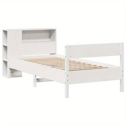 Massief Houten Bed – Houten Bedframe – Eenpersoonsbed – Slaapbank – Stijlvol Bed – Wit – 90x190 cm – Praktisch Demontabel Ontwerp – Koninklijk Design