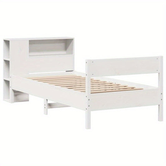 Massief Houten Bed – Houten Bedframe – Eenpersoonsbed – Slaapbank – Stijlvol Bed – Wit – 90x190 cm – Praktisch Demontabel Ontwerp – Koninklijk Design