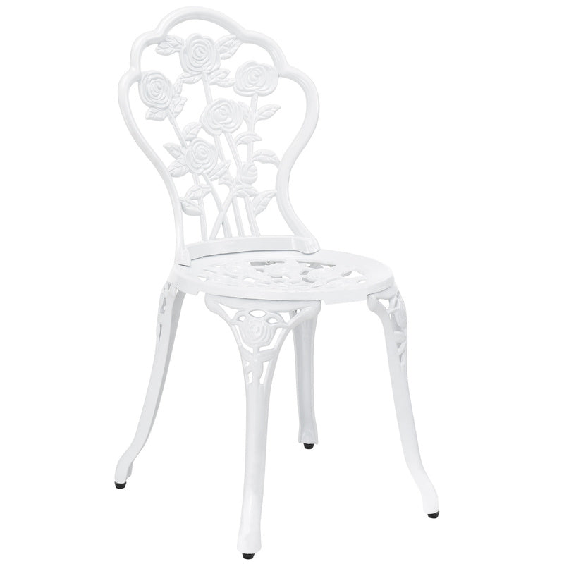 Bistroset – Balkonset – Tuinset – Tuintafel – Tuinstoelen – Wit – Compact en Weerbestendig – Gietijzer en Aluminium