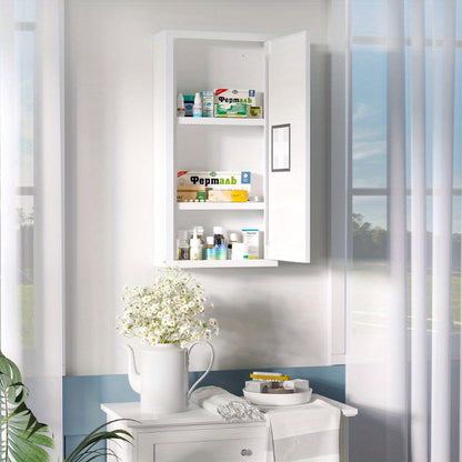 Medicijnkast – Medicijnkastje – Eerste Hulp Kast – Medicijn Opberger – Badkamerkast – Magnetische Sluiting – Metaal – 40x15x53,5 cm – Wandmontage – Compact