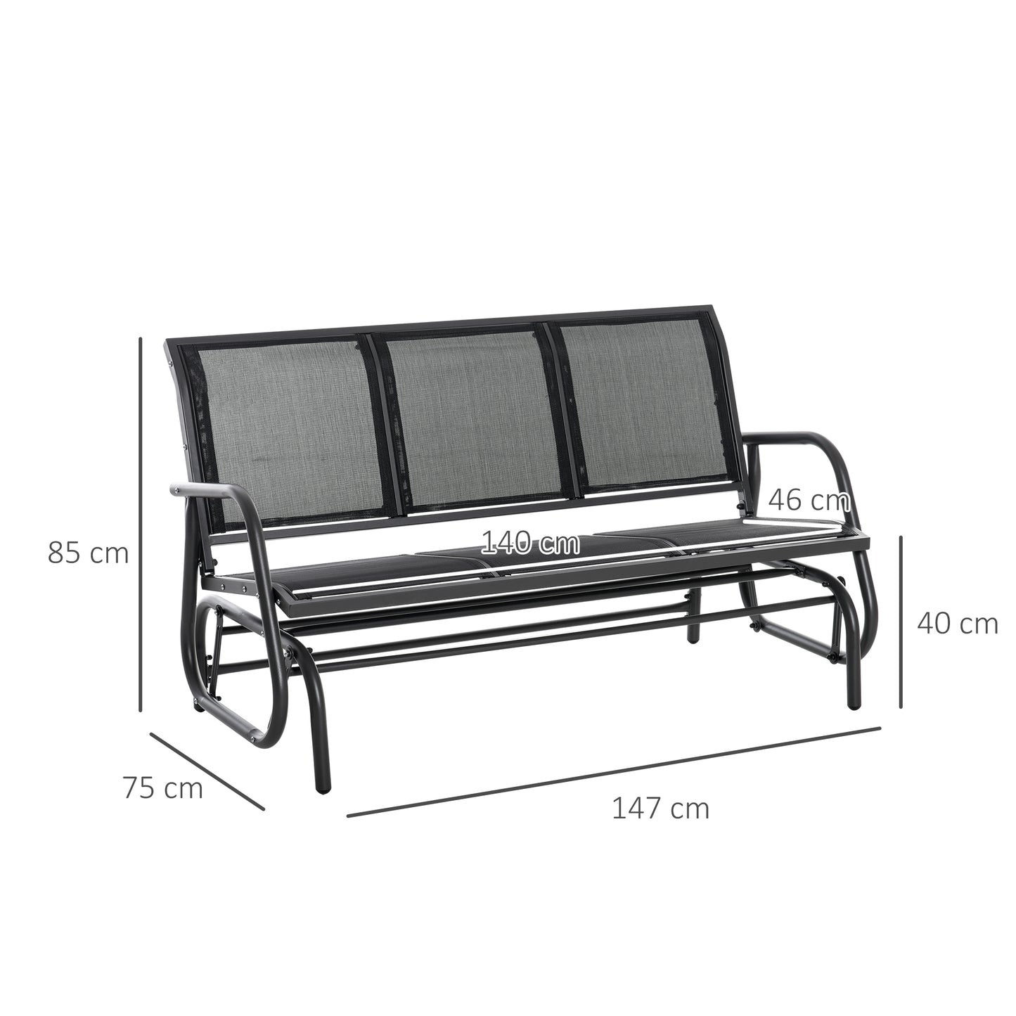 Tuinschommelbank – Tuinbank – Schommelstoel – Tuinmeubel – Loungestoel – Metalen Frame – Ademend Mesh – 2 Personen – Draagvermogen 200 kg