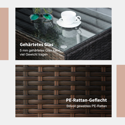 Tuin Bijzettafel – Bijzettafel – Koffietafel – Balkon Tafel – Poly Rattan Tafel – Bruin – 85x50x39 cm – Weerbestendig & Lichtgewicht