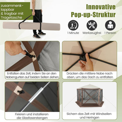 Partytent – Pop-up Tent – Paviljoen – Vouwtent – Feesttent – 3,5x3,5 m – Waterdicht Oxford Doek – Met Ademend Gaas en Zijwanden