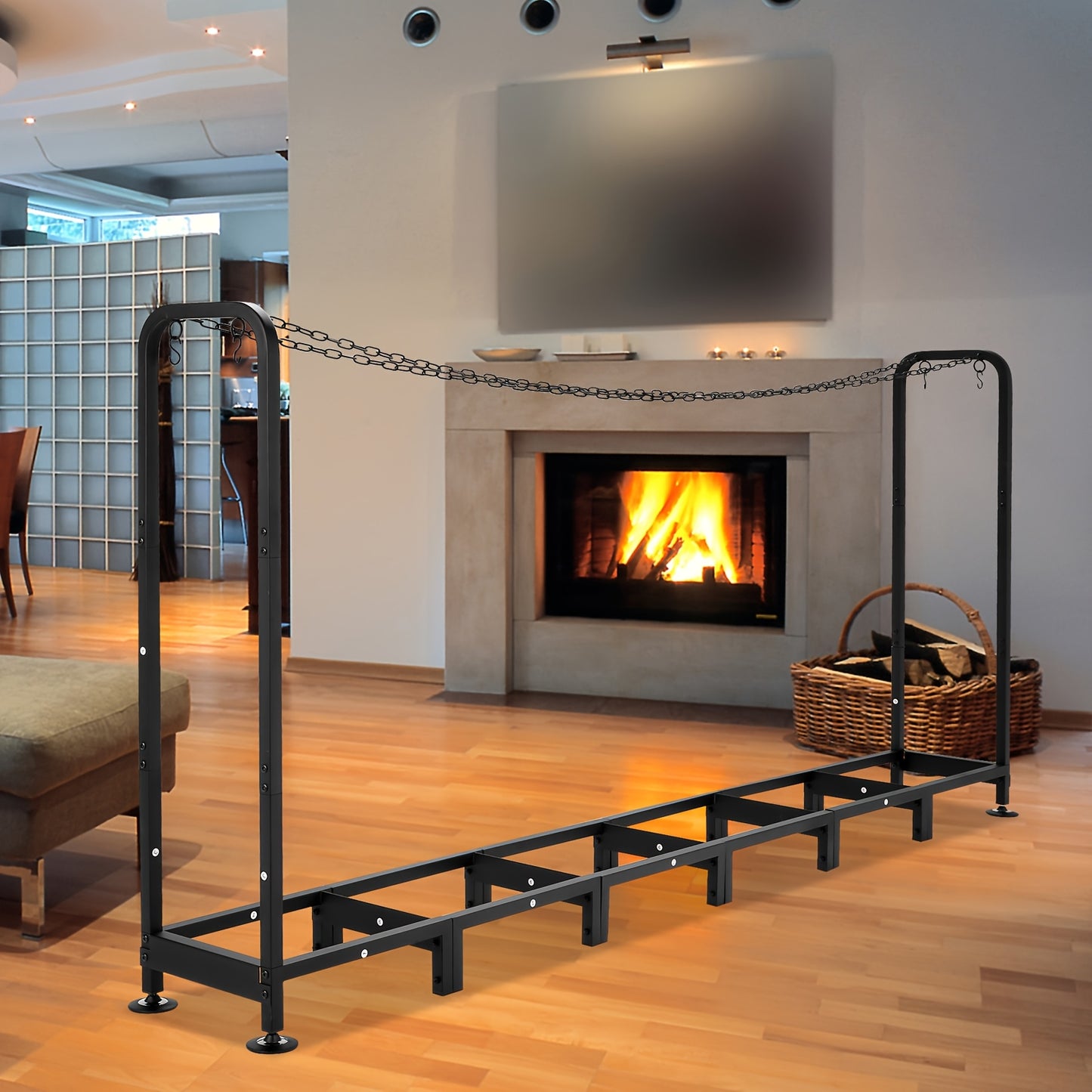 Brandhoutrek – Houtopslagrek – Houtberging – Buitenhoutrek – Buitenberging – XXL Formaat 185x185x70 cm – Roestvrij Gepoedercoat Staal