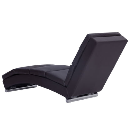 Chaise Longue – Ligstoel – Relaxstoel – Zitzak – Ligbank – Kunstleer Bekleding – Stevig Stalen Frame – Zwart