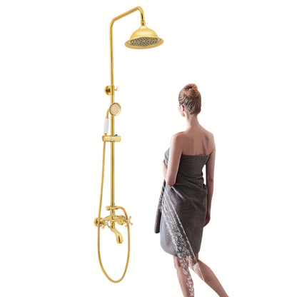 Doucheset – Douchekraan – Regendouche – Handdouche – Wandmontage – Antiek Messing – 3 Sproeistanden – 1,5 Meter Slang