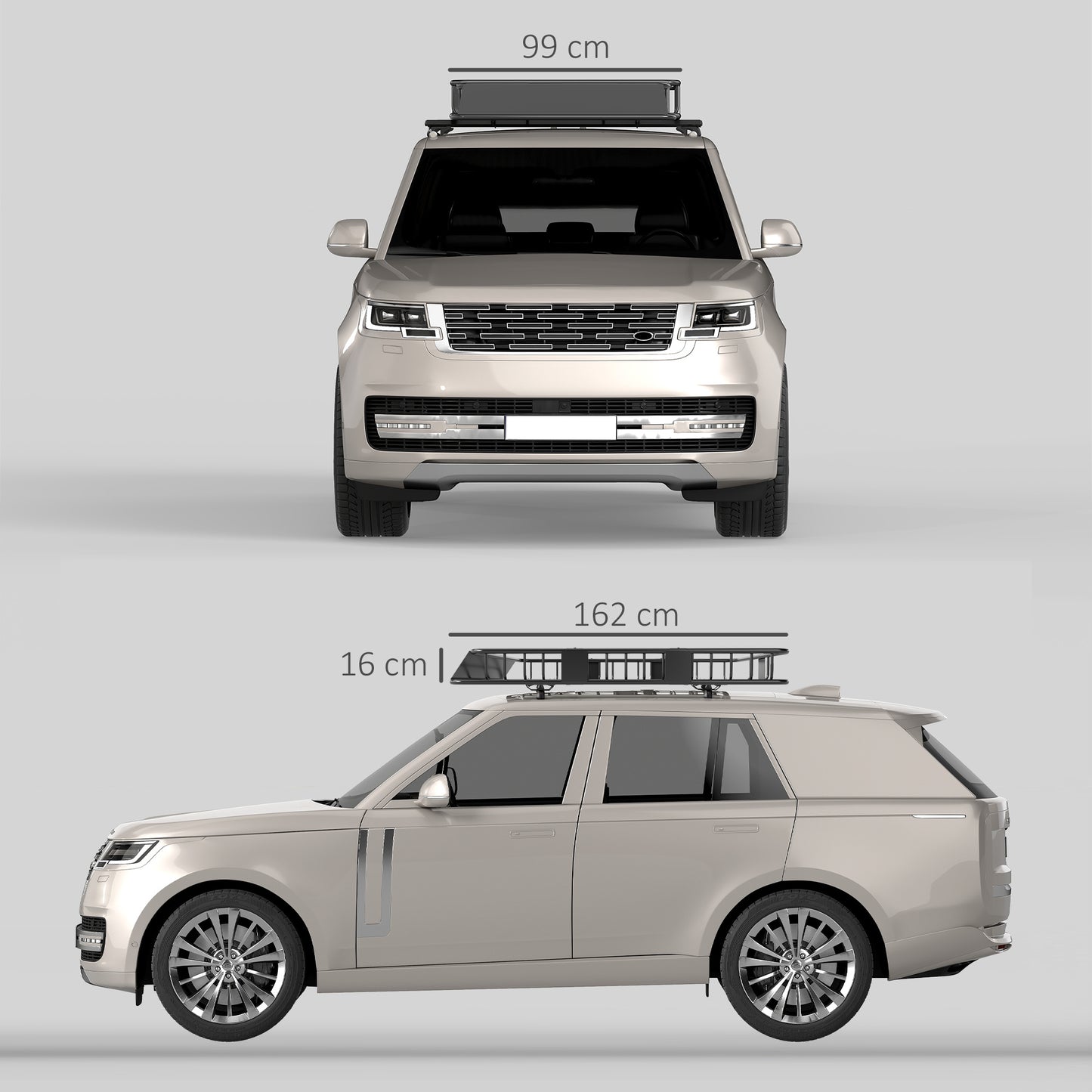 Universele Dakkofferdrager – Dakdrager – Bagagedrager – Roof Rack – Auto Dakrek – Robuust Metalen Frame – Maximale Draagkracht 100 kg – Zwart – 162x99x16 cm