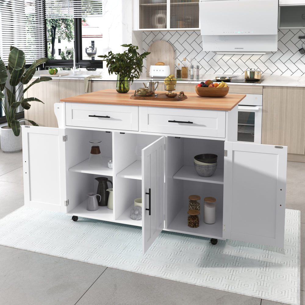 Keukeneiland – Keukentrolley – Keukenkast – Serveerwagen – Keukenwagen – Verplaatsbaar met Opvouwbaar Werkblad – Duurzaam Niet-Houten Materiaal – 129x46x91,5 cm