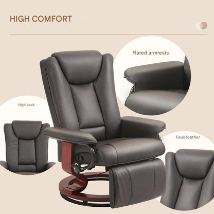 Relaxfauteuil – Loungefauteuil – Relaxstoel – Draaifauteuil – Fauteuil – Verstelbare Rugleuning – 360° Draaibare Basis – Kunstleren Bekleding – Stalen Frame – Geschikt Tot 150 Kg