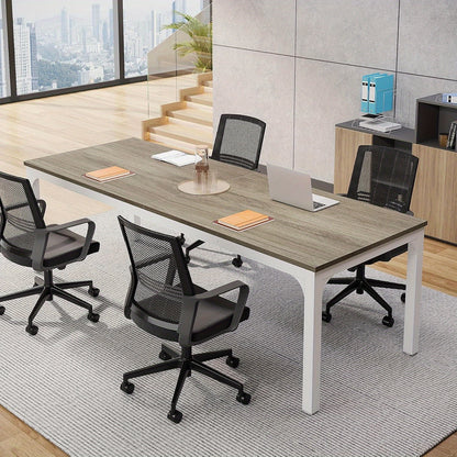 Vergadertafel – Conferentietafel – Bureautafel – Seminartafel – Kantoorwerktafel – Eikenlook Hout – Robuust Metaal – 200 cm Breed – Eenvoudige Montage