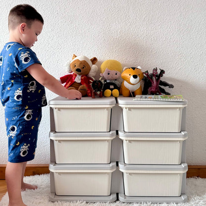 Kinderopberger – Opbergbox – Speelgoedkast – Ladeblok – Opberglade – Crèmekleurig Wit – Stevig Kunststof – Drie ruime Lades