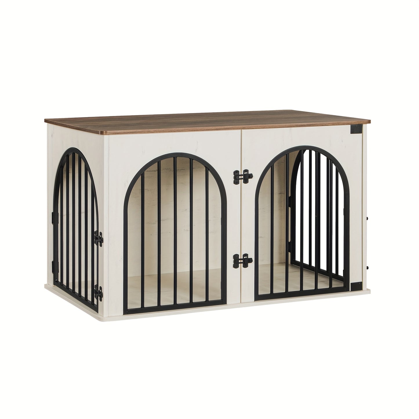 Hondenbench – Hondenkooi – Hondenhok – Hondenkuil – Huisdierbench – Zwart-Gouden Kleur – Stevige Stalen Constructie – Drie Deuren Met Zijtafel